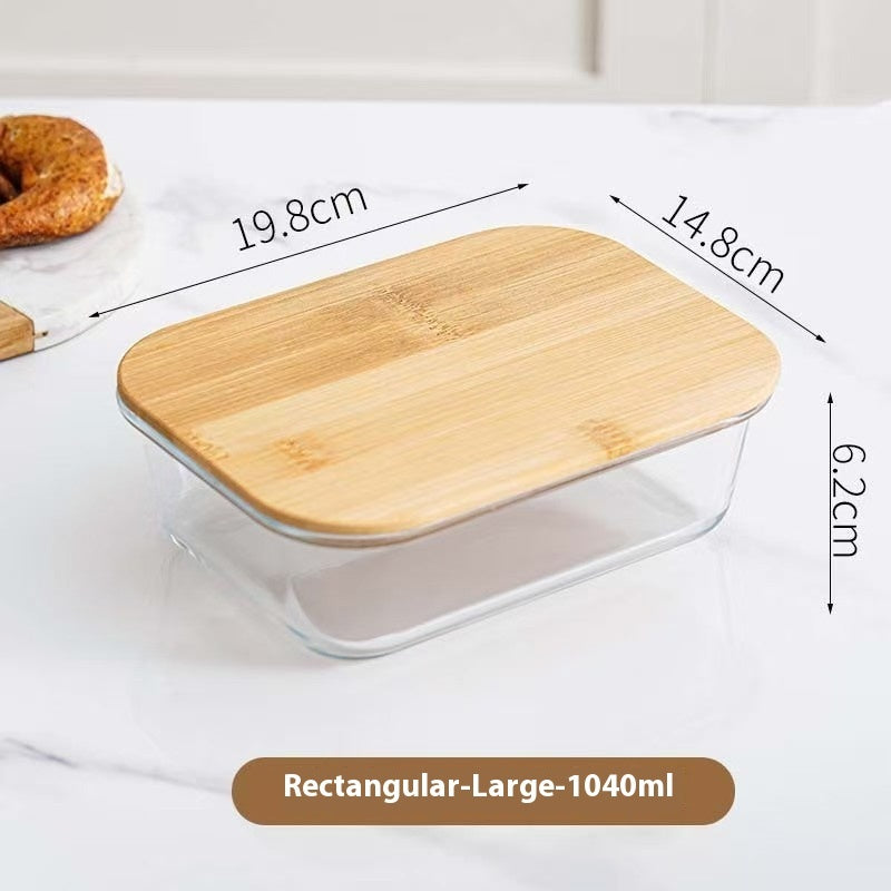 Heat Resistant Glass Lunch Box Wooden Lid – MEAL PREP TUBS