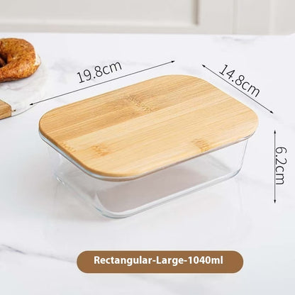 Heat Resistant Glass Lunch Box Wooden Lid – MEAL PREP TUBS