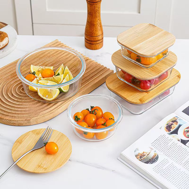 Glass Lunch Box With Wooden Lid – MEAL PREP TUBS
