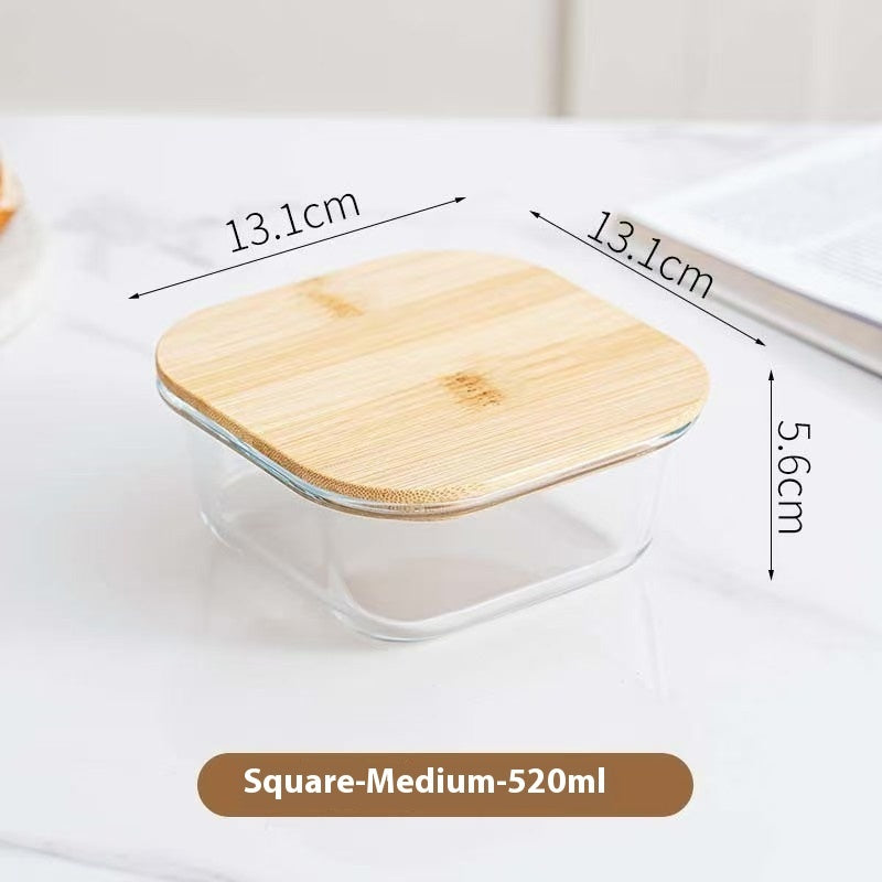 Airtight Glass Lunch Box With Wood Lid – MEAL PREP TUBS