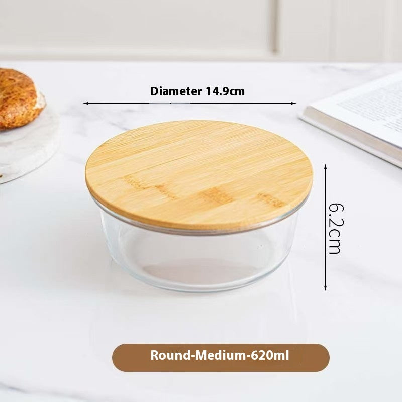 Glass Lunch Box With Wooden Lid – MEAL PREP TUBS
