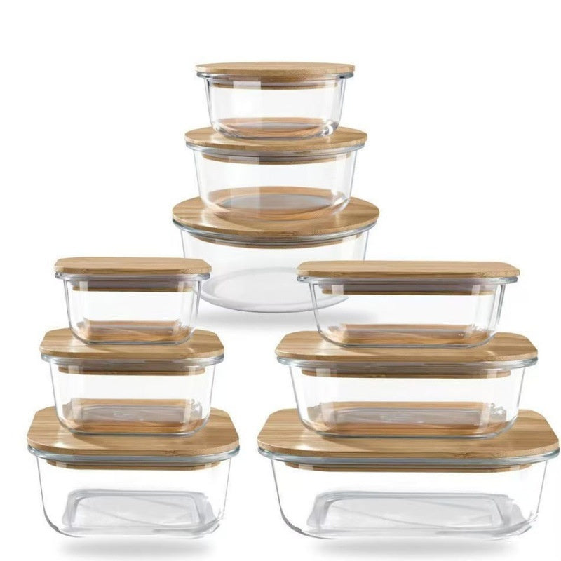 Glass Lunch Box With Wooden Lid – MEAL PREP TUBS