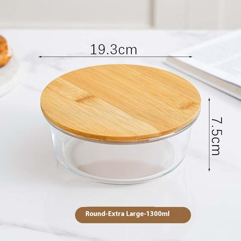 Glass Lunch Box With Wooden Lid – MEAL PREP TUBS