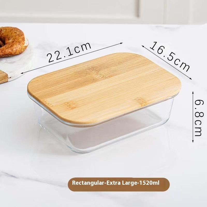 Heat Resistant Glass Lunch Box Wooden Lid – MEAL PREP TUBS