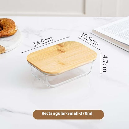 Heat Resistant Glass Lunch Box Wooden Lid – MEAL PREP TUBS