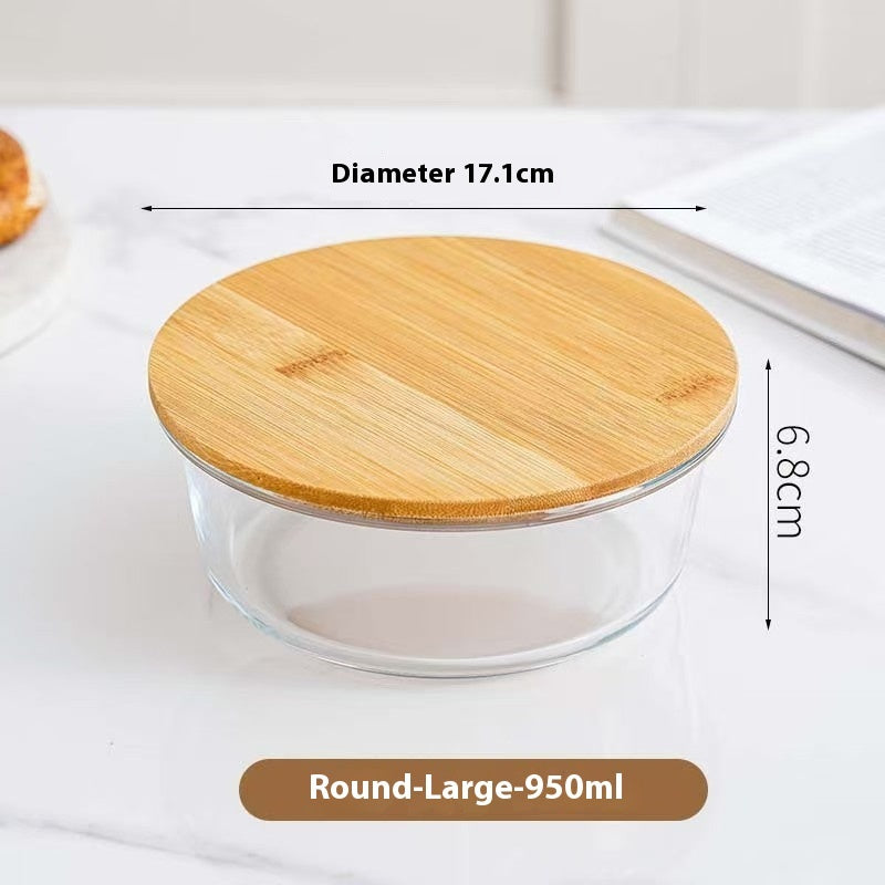 Glass Lunch Box With Wooden Lid – MEAL PREP TUBS