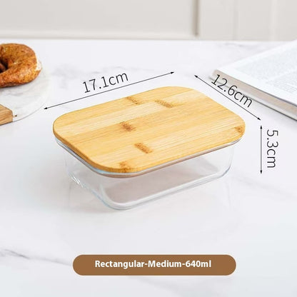Heat Resistant Glass Lunch Box Wooden Lid – MEAL PREP TUBS