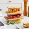 Glass Lunch Box with Wooden Lid